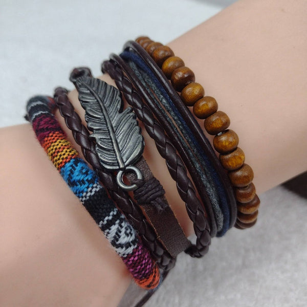 Native American Inspired Feather Bracelet Set