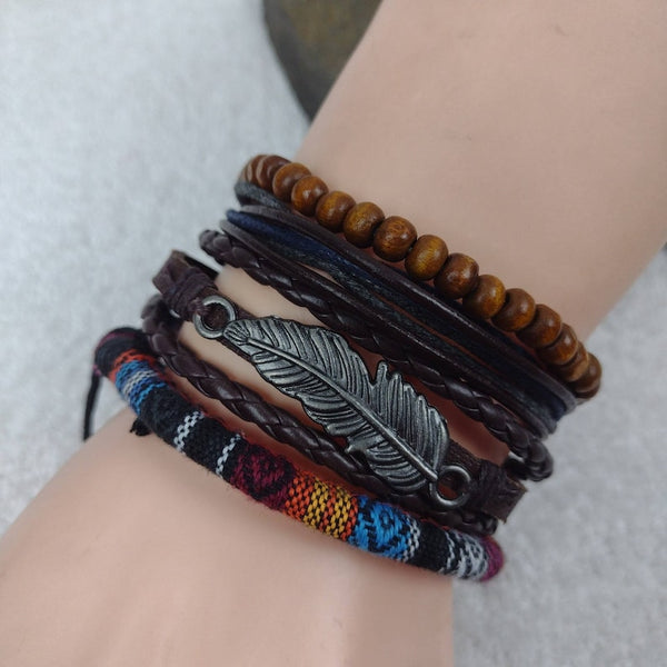 Native American Inspired Feather Bracelet Set