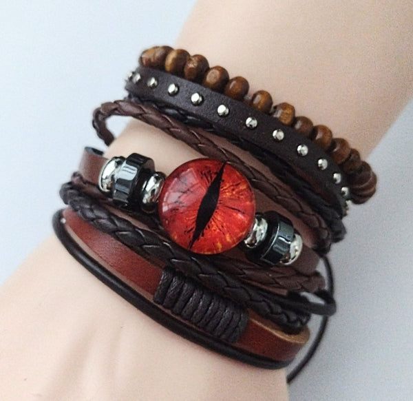 Red Dragon Eye Bracelet Set