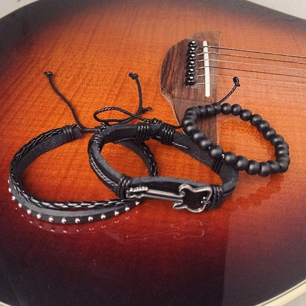Black Guitar Bracelet Set
