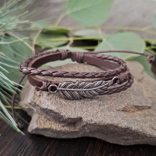 Native American Feather Bracelet Set