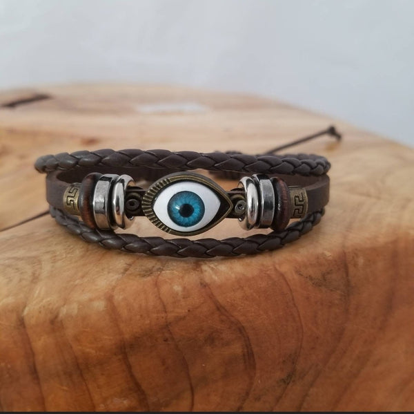 Evil Eye Leather Bracelet
