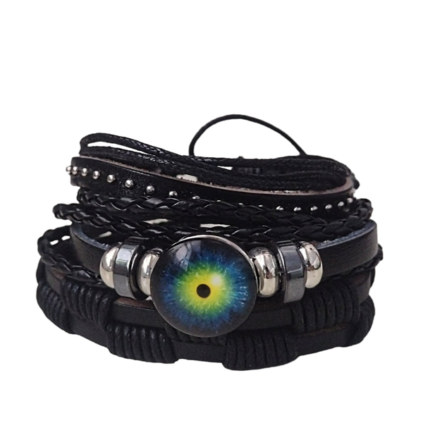 Mystical Dragon Eye Bracelet Set - black