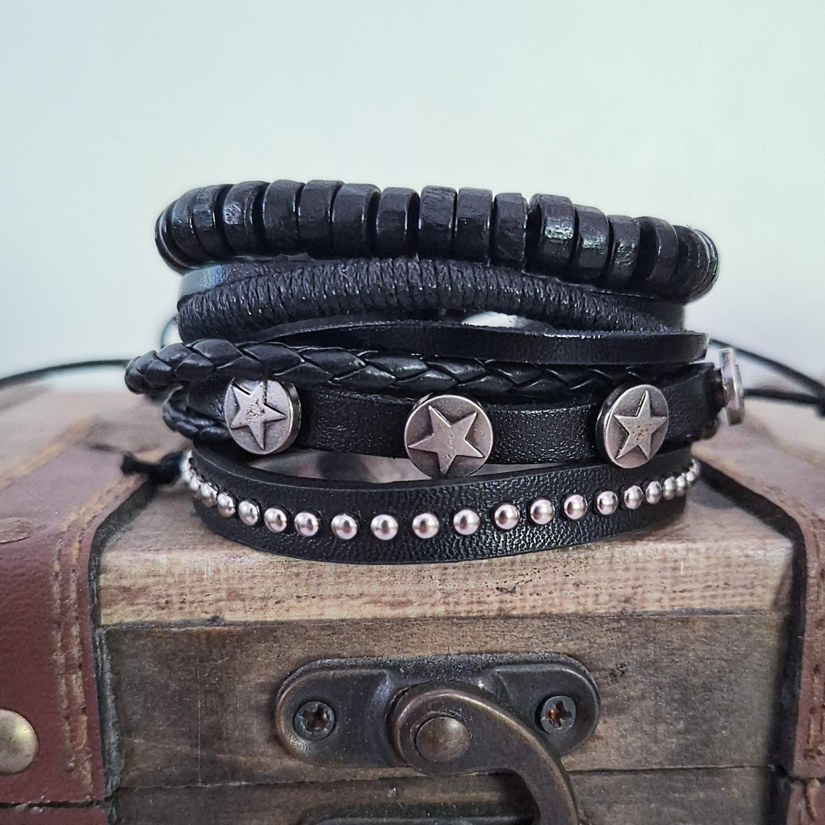 アクセサリー AFB STAR LETHER BLACELET Stars Multilayer Bracelet Set | Silverado Outpost