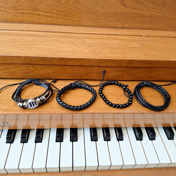 Piano Leather Bracelet Set
