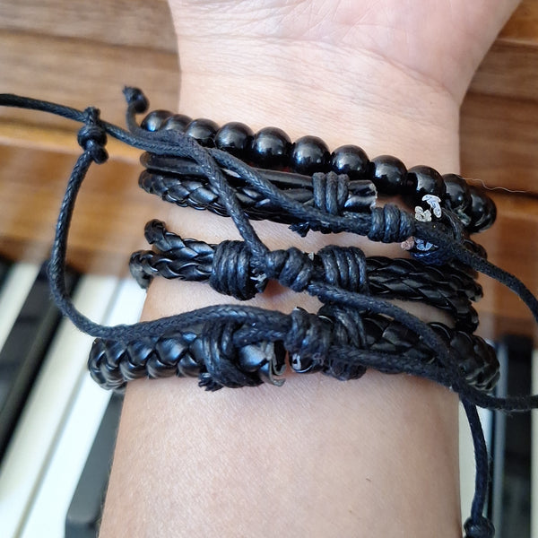 Piano Leather Bracelet Set