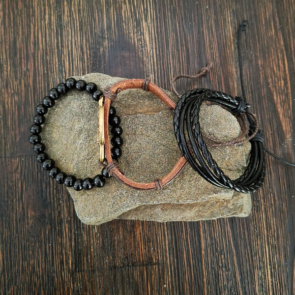 Viking Wolf Bracelet Set - Brown