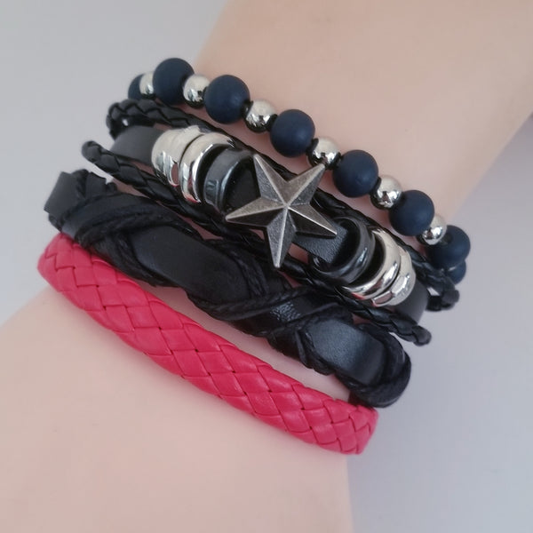 Stars Multilayer Leather Bracelet Set