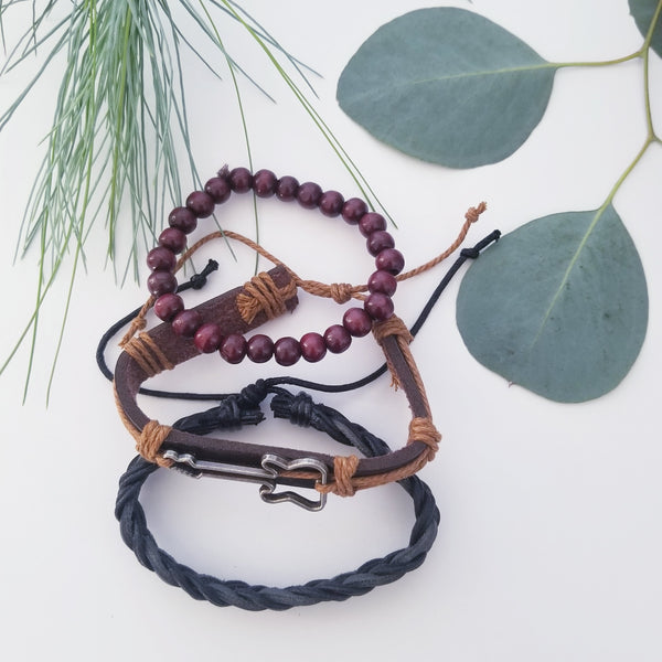 Guitar Bracelet Set - Brown/Red