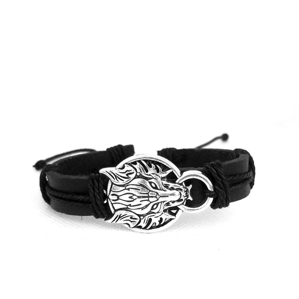 Viking Wolf Bracelet Set - Black