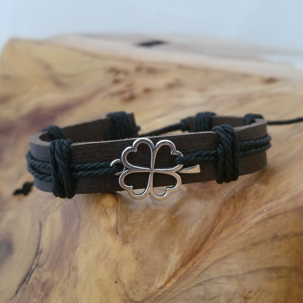 Lucky Clover Bracelet Set - Brown