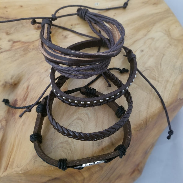Lucky Clover Bracelet Set - Brown