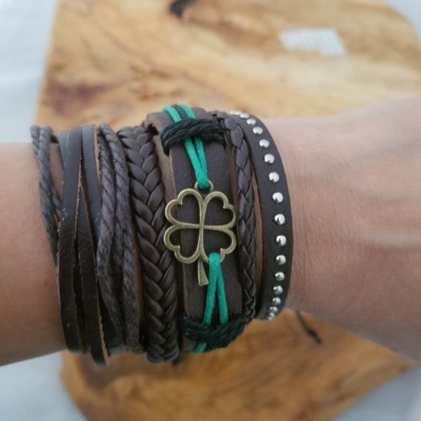 Lucky Clover Bracelet Set - Green