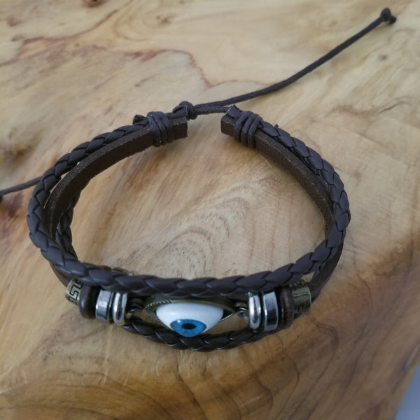 Evil Eye Multilayer Leather Bracelet Set