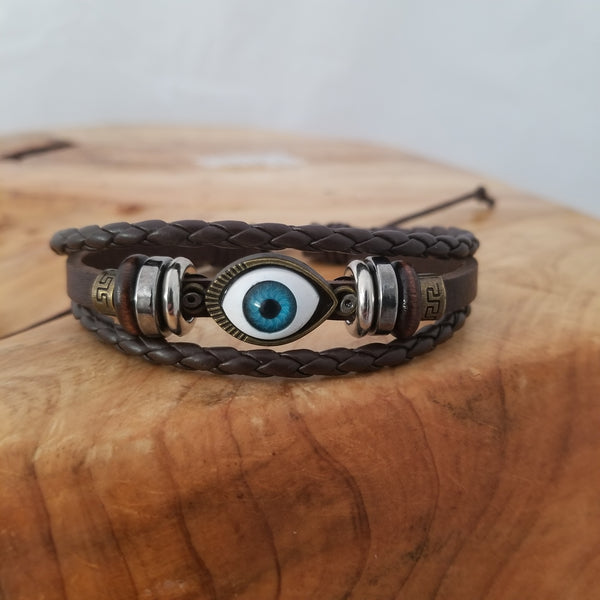 Evil Eye Multilayer Leather Bracelet Set