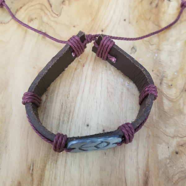 Peace Leather Bracelet - Red