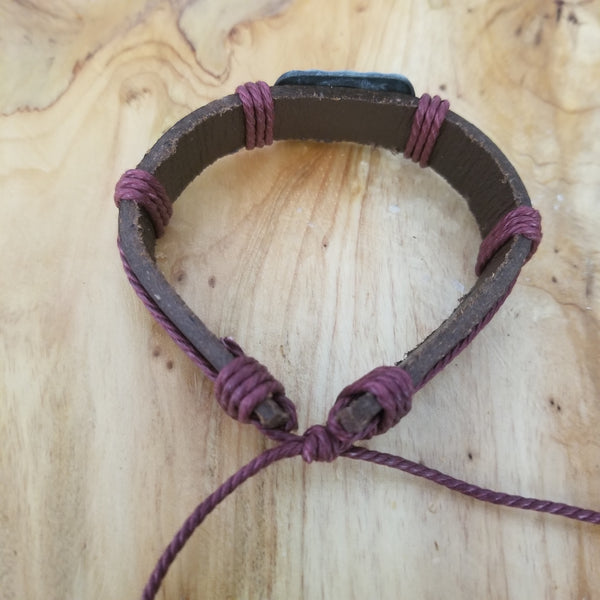 Peace Leather Bracelet - Red