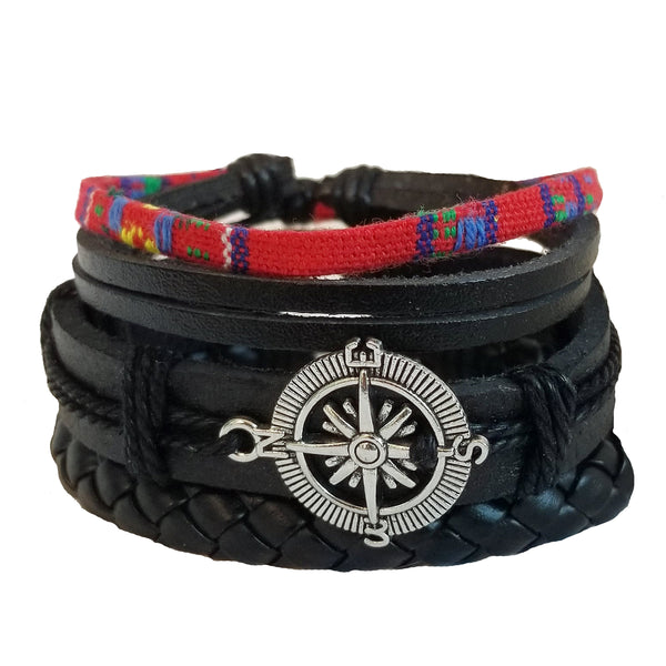 Compass Multilayer Bracelet Set - Red