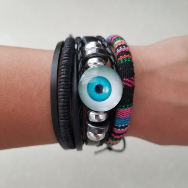 Iris Evil Eye Bracelet Set