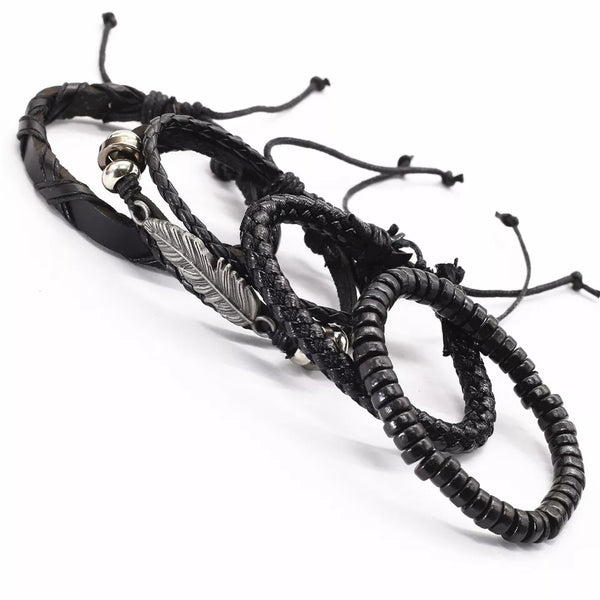 Black Feather Bracelet Set