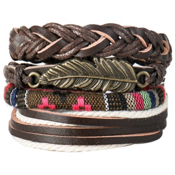 Questa Multilayer Feather Bracelet Set - Silverado Outpost