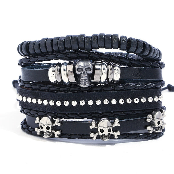 Skull 2 Multilayer Bracelet Set - Silverado Outpost