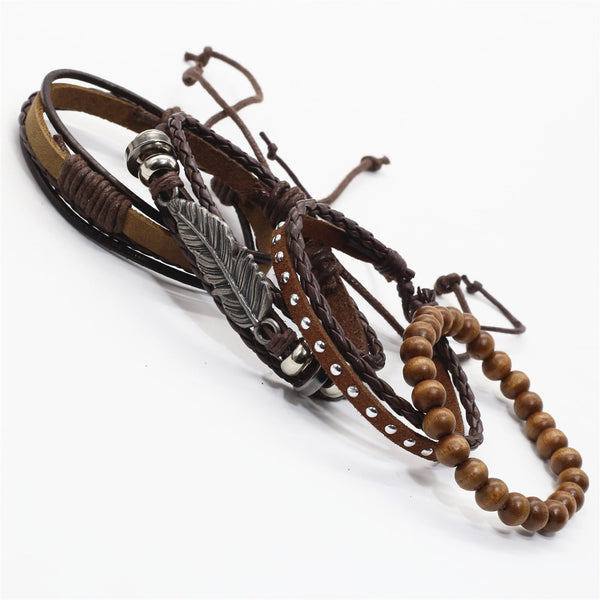 Arizona Feather Leather Bracelet Set - Silverado Outpost
