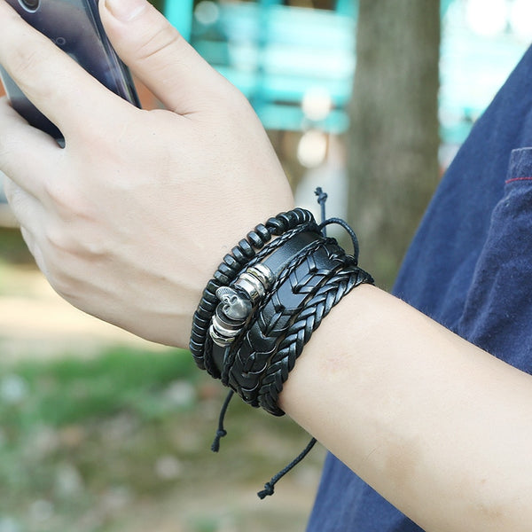 Simple Skull Multilayer Bracelet Set - Silverado Outpost
