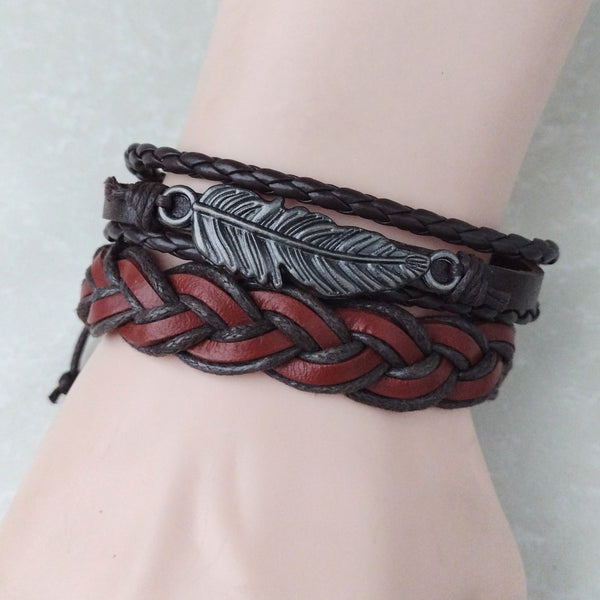 Native American Feather Bracelet Set