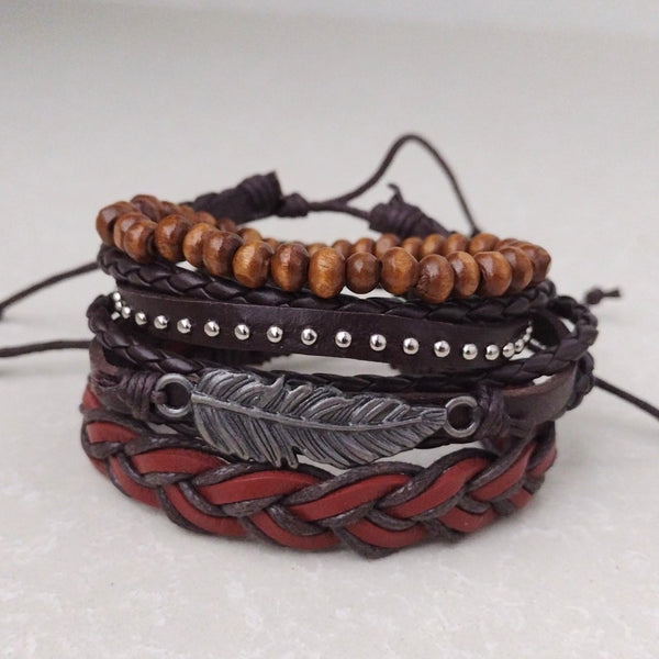 Native American Feather Bracelet Set