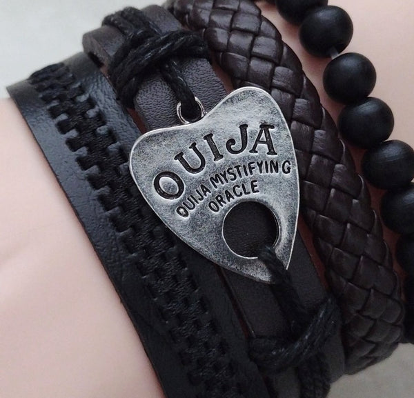 Ouija Multilayer Bracelet Set - brown/black