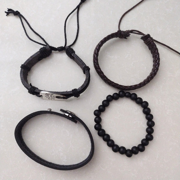 Ouija Multilayer Bracelet Set - brown/black