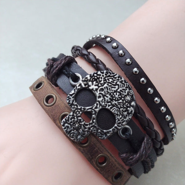 Pirate Skull Bracelet Set
