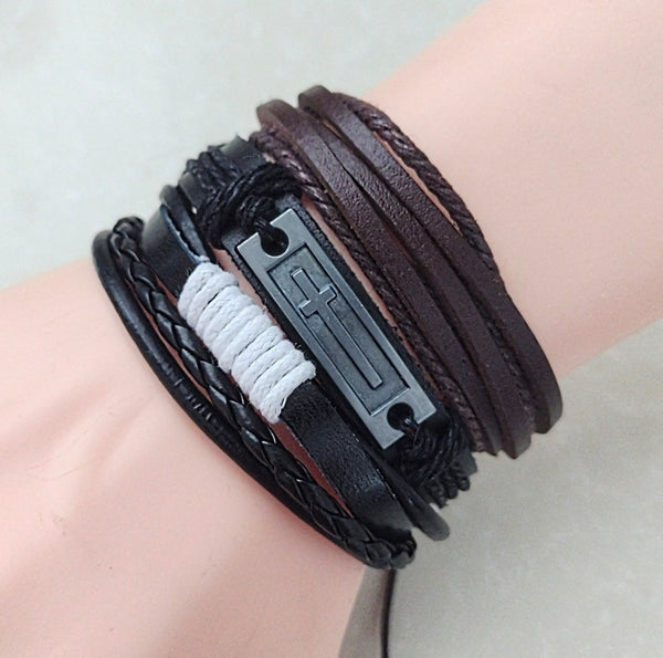 Faith Leather Bracelet Set