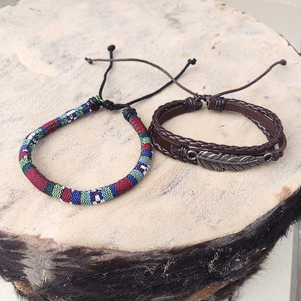 Native American Feather Bracelet Set