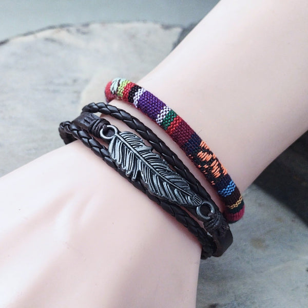 Native American Feather Bracelet Set
