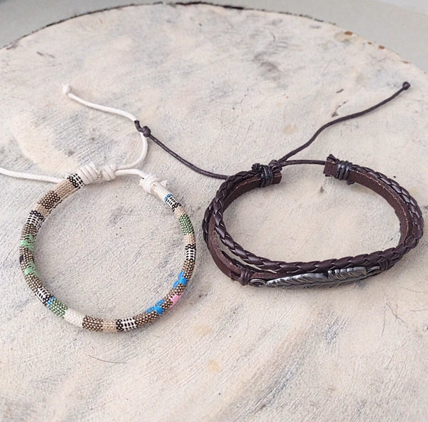 Native American Feather Bracelet Set