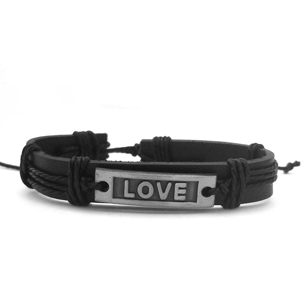 Black & White Love Leather Bracelet - Silverado Outpost