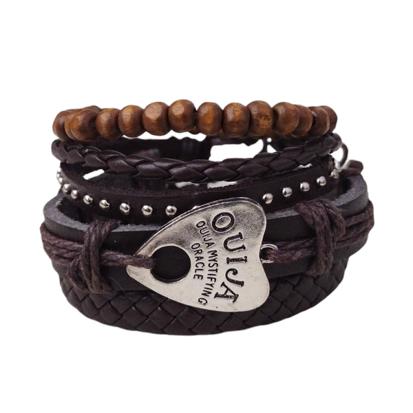 Ouija Multilayer Bracelet Set - brown