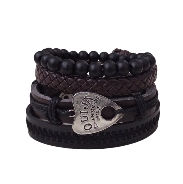 Ouija Multilayer Bracelet Set - brown/black