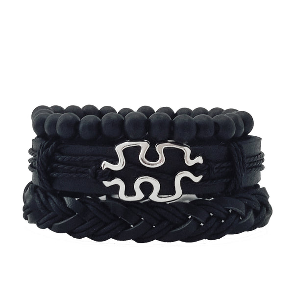 Autism Awareness Leather Bracelet Set - Silverado Outpost