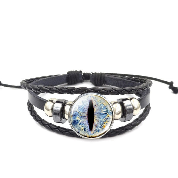 Dragon Eye Leather Bracelet Set - Blue