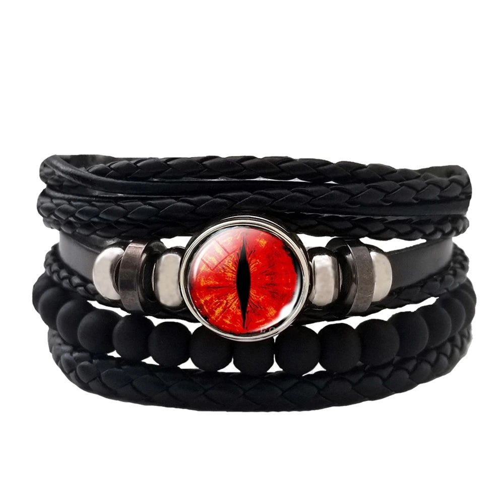 Dragon Eye Leather Bracelet Set - Red – Silverado Outpost
