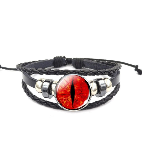 Dragon Eye Leather Bracelet Set - Red