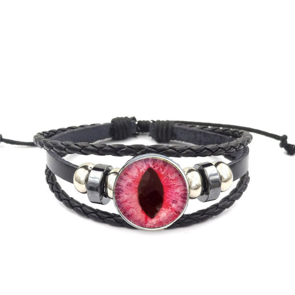 Dragon Eye Leather Bracelet Set - Pink
