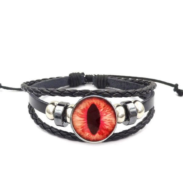 Dragon Eye Leather Bracelet Set - Orange