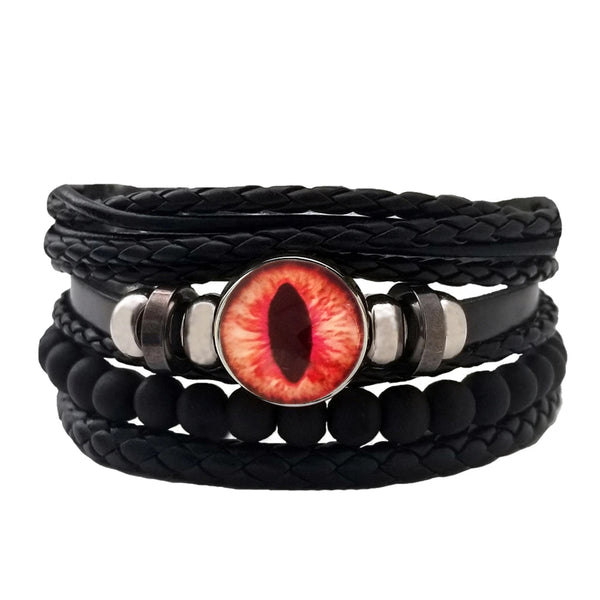 Dragon Eye Leather Bracelet Set - Orange