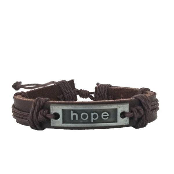 Hope Leather Bracelet - Brown