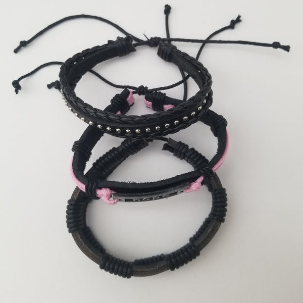 Pink Breast Cancer Awareness Bracelet Set