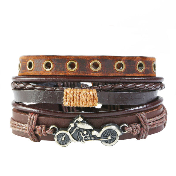 Motorcycle Bracelet Set - Brown